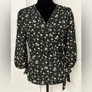 Kaileigh Floral Wrap Top Blouse